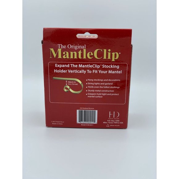 MantleClip 4 pack, Rubbed Bronze, Holiday Mantle Stocking Holder, Light, Garland - Picture 3 of 4